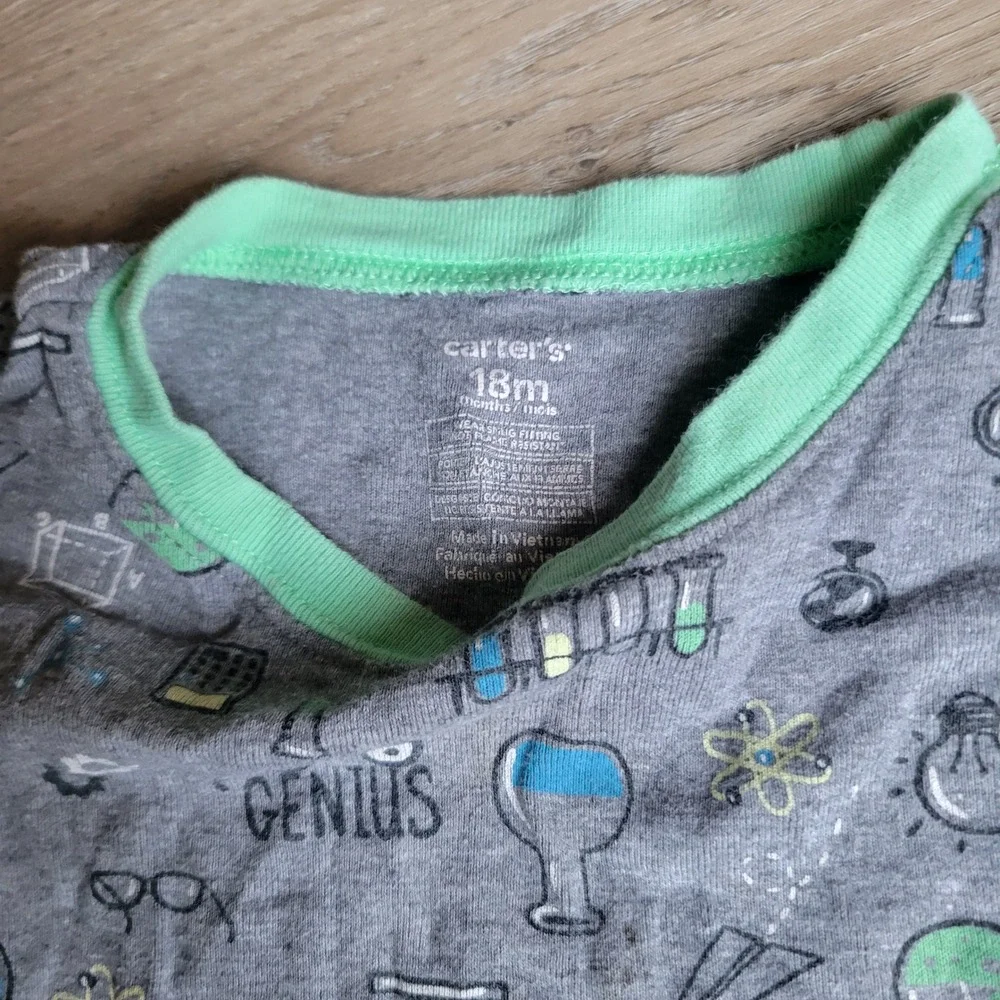 Carter's Pajamas Kids 18M Grey Science Genius STEM Snug Fit 2pc Set Sleepwear